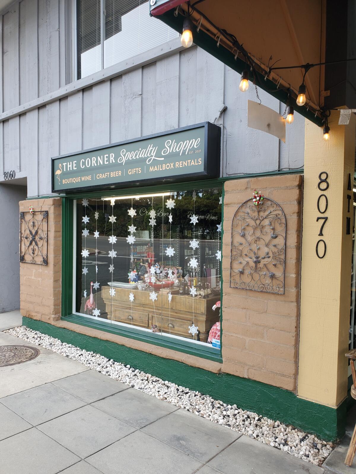 The Corner Specialty Shoppe recently opened at 8070 La Jolla Shores Drive to provide take-home beer and wine, gifts, and more