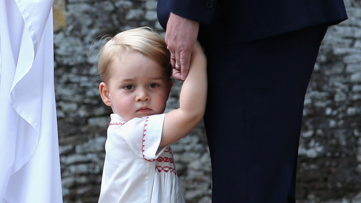 Prince George at the Church of St. Mary Magdalene on the Sandringham Estate, England, during Princess Charlotte's christening on July 5, 2015.