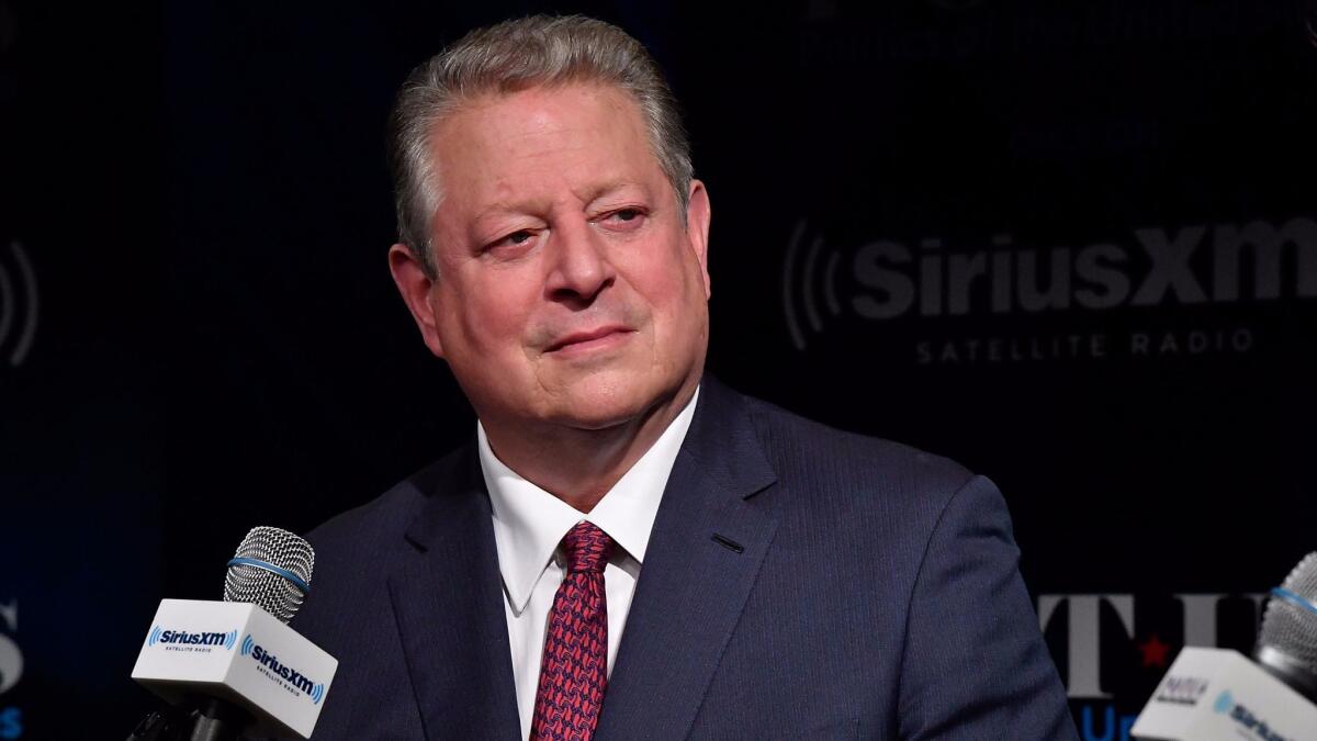 Former Vice President Al Gore, seen during a radio interview in Washington, has been promoting a new movie on climate change, "An Inconvenient Sequel: Truth To Power."