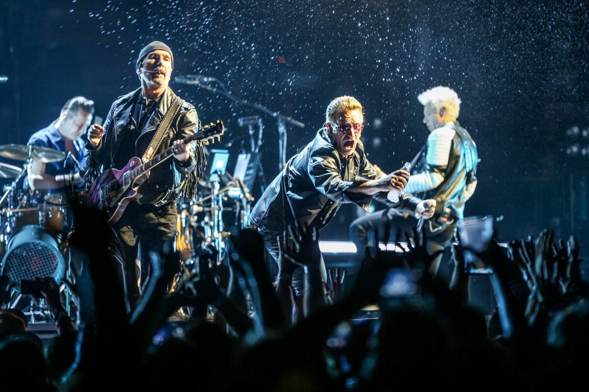 U2 perform at ihe Forum in Inglewood, Calif. May 26, 2015.