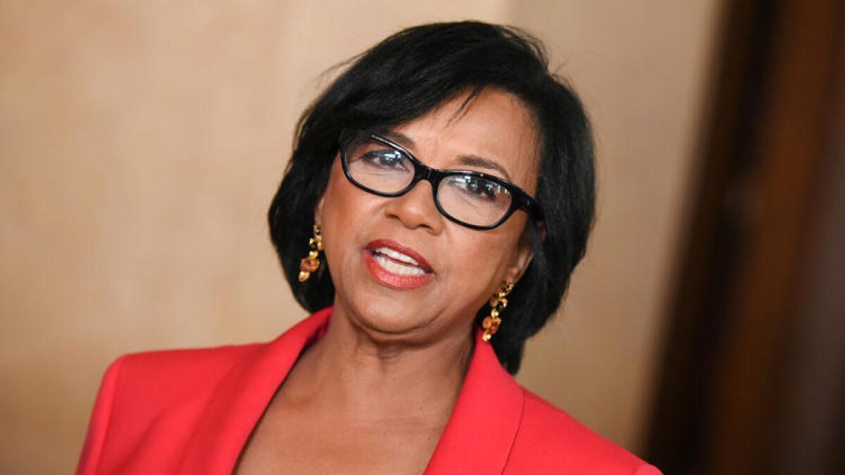 Academy of Motion Picture Arts and Sciences President Cheryl Boone Isaacs arrives at the ICG Publicists Awards in Beverly Hills on Feb. 20, 2015.