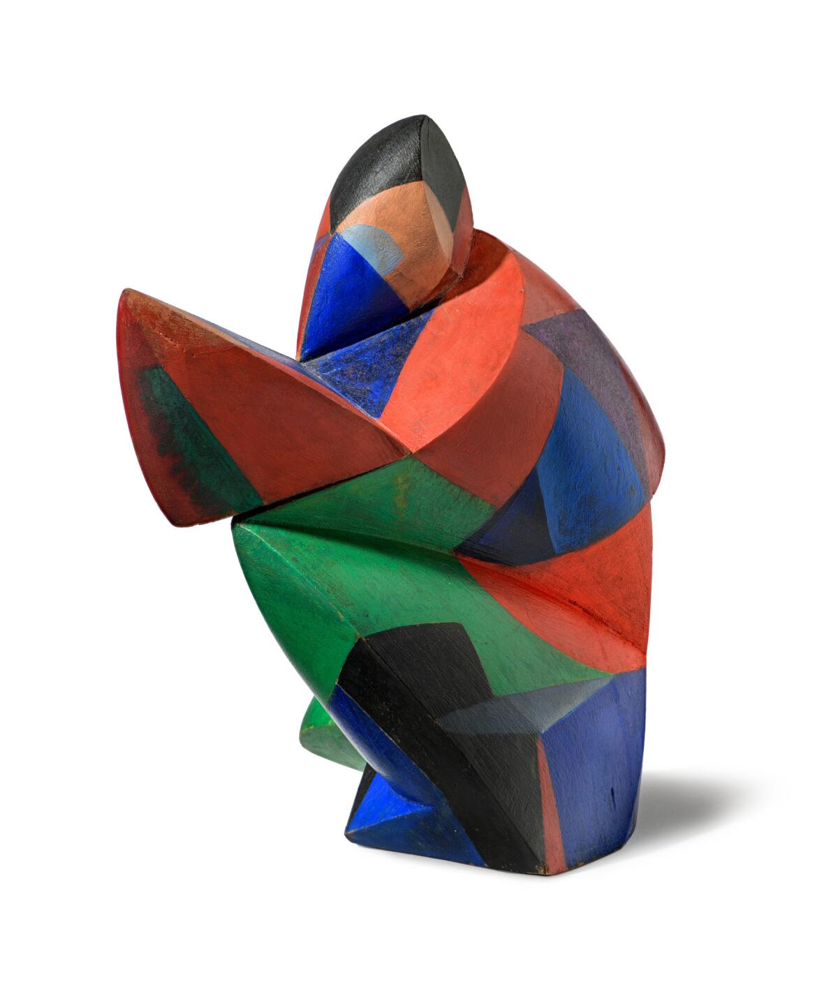 A polychromed wood sculpture.