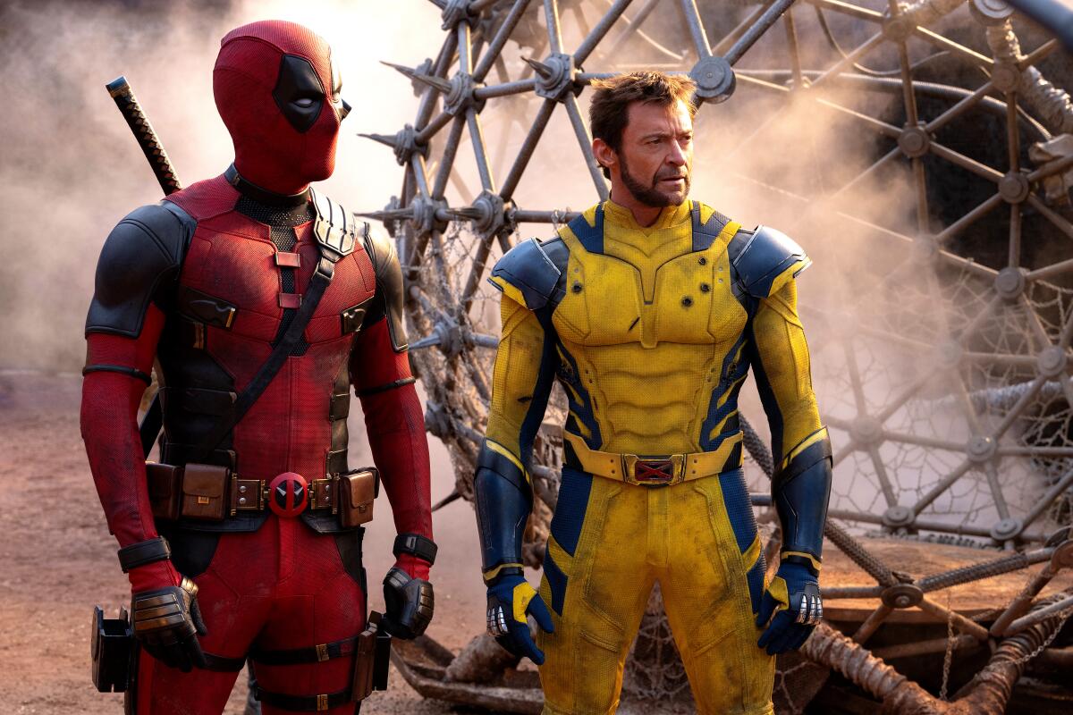 Ryan Reynolds as Deadpool/Wade Wilson and Hugh Jackman as Wolverine/Logan in "Deadpool & Wolverine."