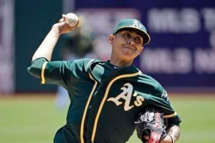 Right-hander Jesse Chavez, pictured when he was with Oakland in 2014, is in the mix for spot in the Angels' starting rotation next season.