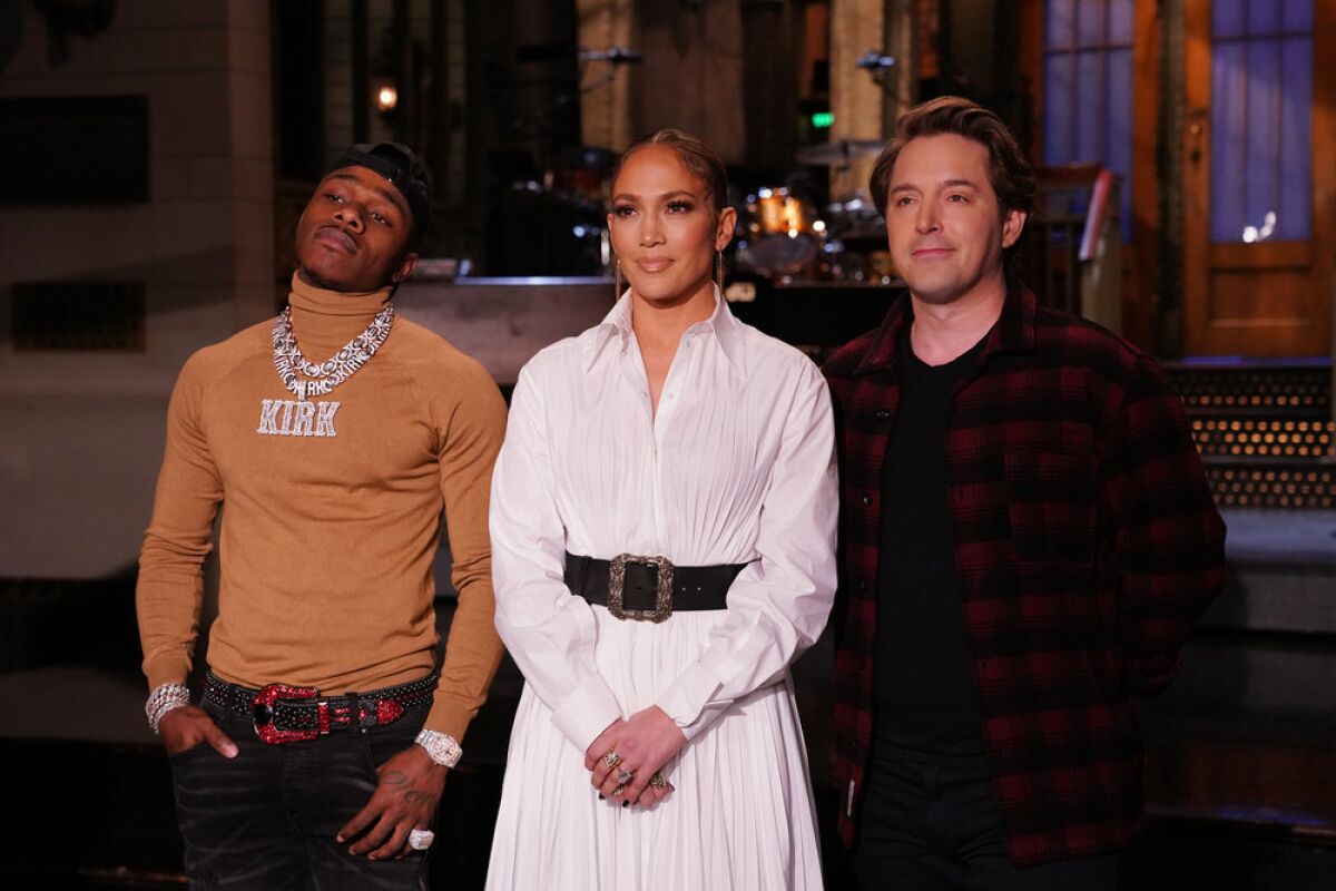DaBaby, Jennifer Lopez and Beck Bennett on "Saturday Night Live."