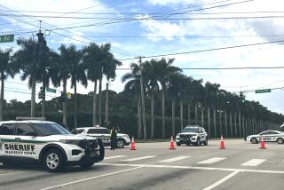 Sheriff vehicles are pictured near Trump International Golf Club, Sunday. Sept. 15, 2024, in West Palm Beach, Fla., after gunshots were reported in the vicinity of Republican presidential candidate former President Donald Trump. (AP Photo/Stephanie Matat)