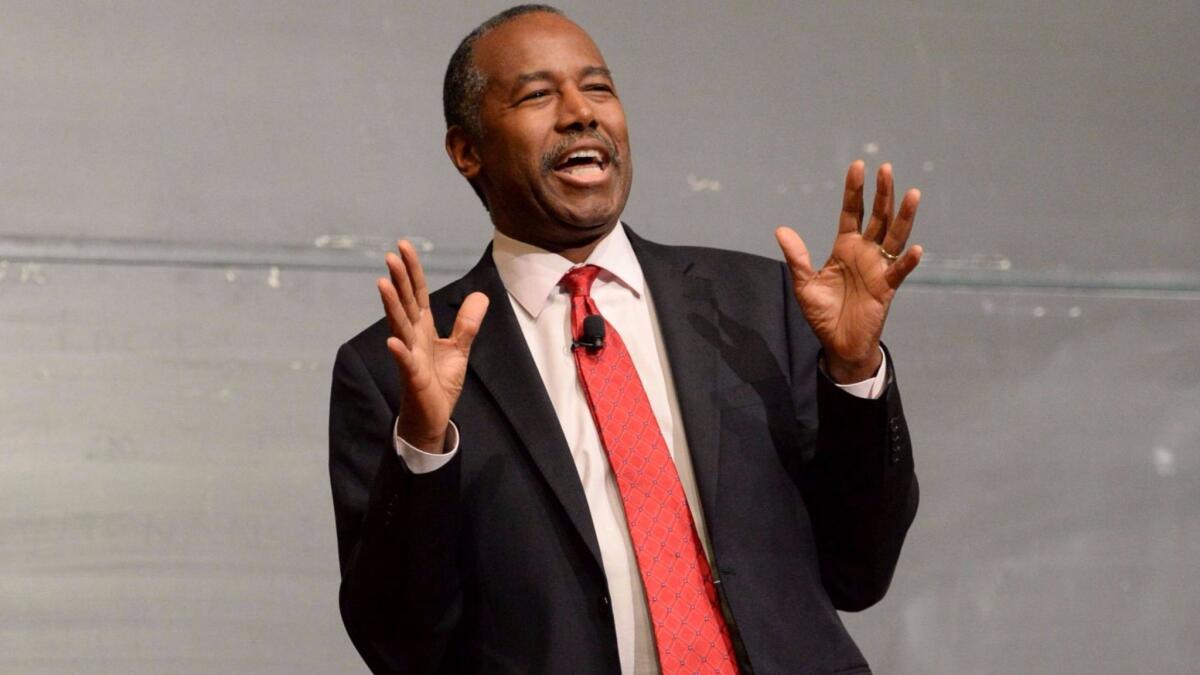 Yale alumnus Dr. Benjamin Carson, President-elect Donald Trump's pick for secretary of the U.S. Department of Housing and Urban Development, speaks at Yale University on Dec. 8.