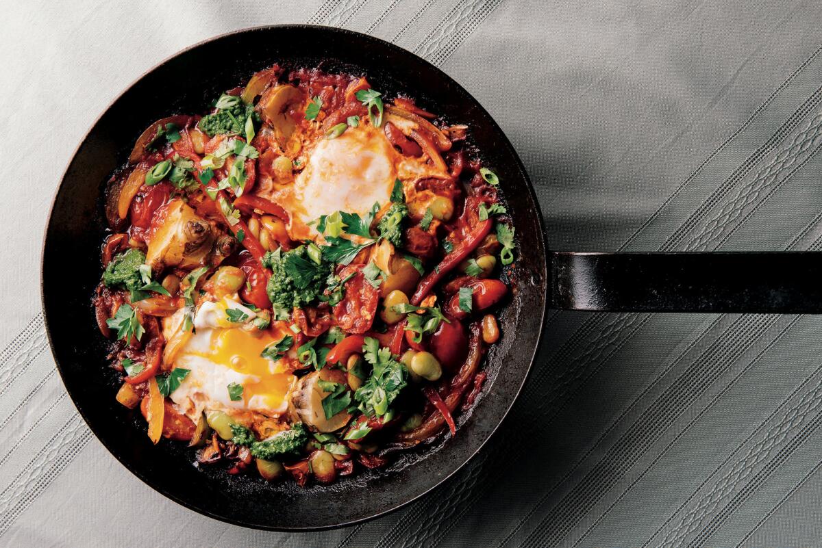 Alon Shaya's recipe for shakshouka with zhough.