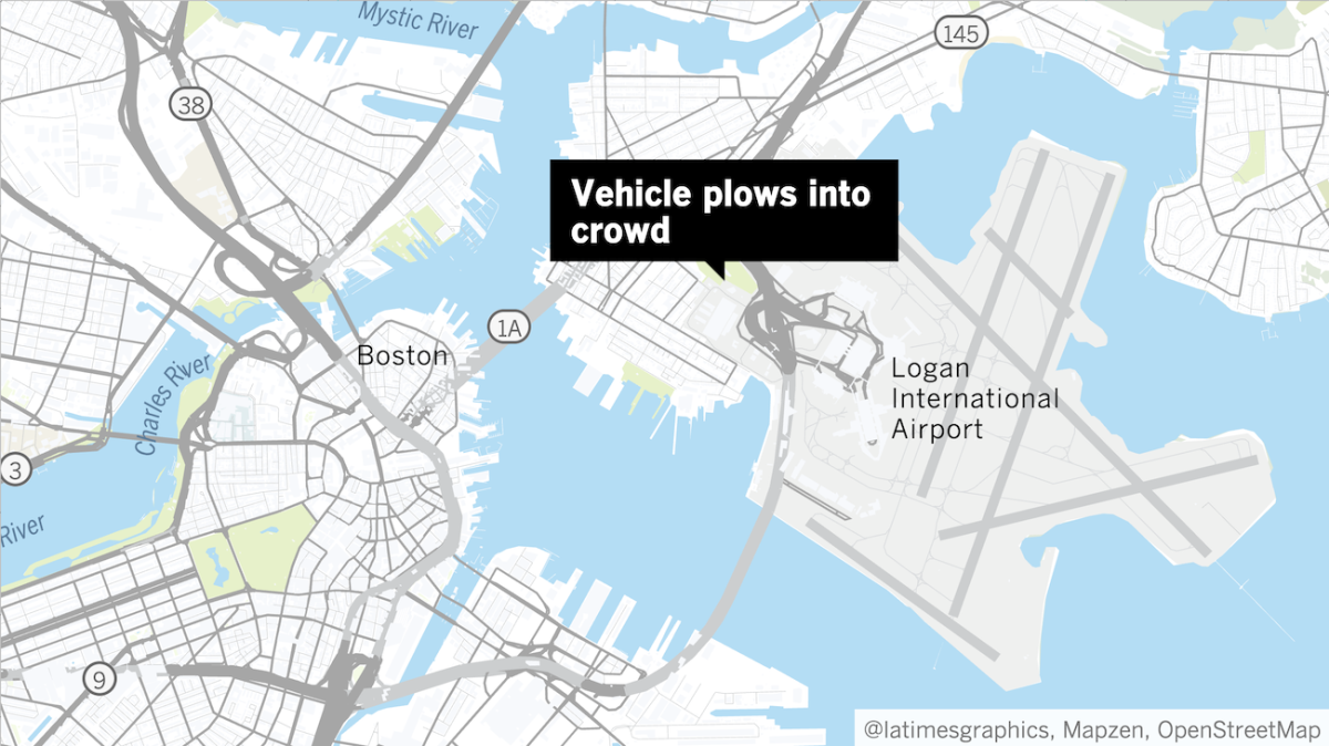 Several people were injured after a cab struck a group of pedestrians near Logan International Airport in East Boston on Monday.