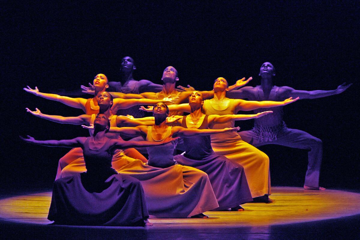 The ensemble in Alvin Ailey's 'Revelations.' (Lawrence K. Ho / Los Angeles Times)