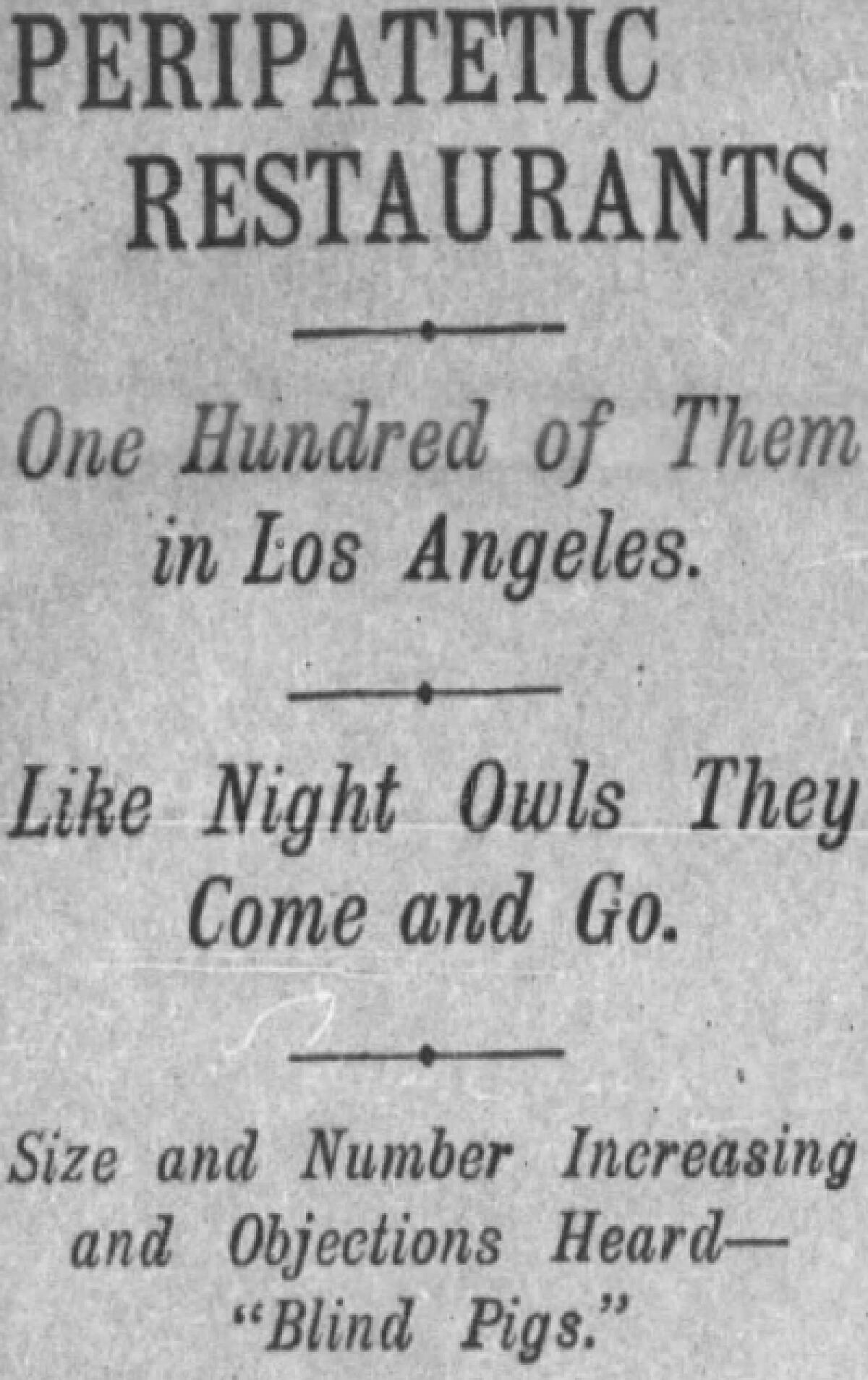30 Aralık 1901 tarihli Times gazetesinin Los Angeles'taki sokak yemekleriyle ilgili manşeti