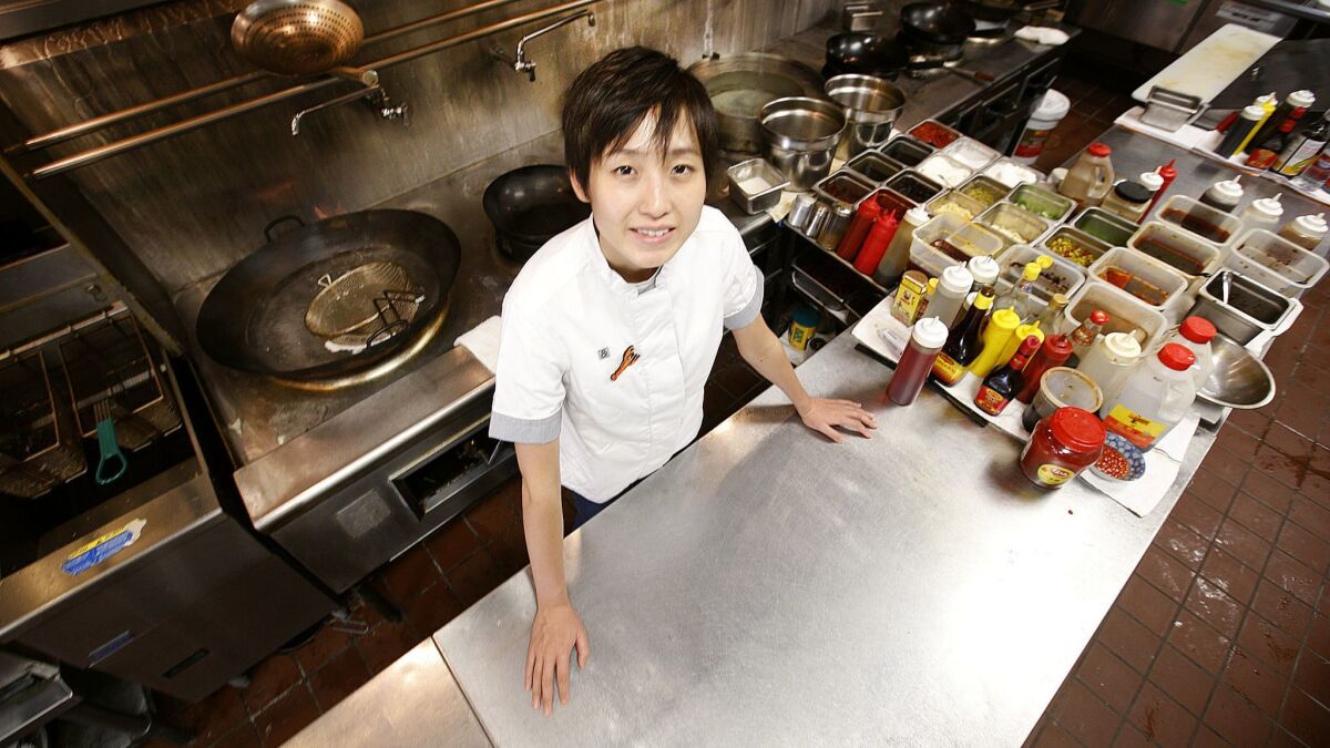Tiantian Qiu, the chef at Hip Hot, a Sichuan restaurant in Monterey Park.