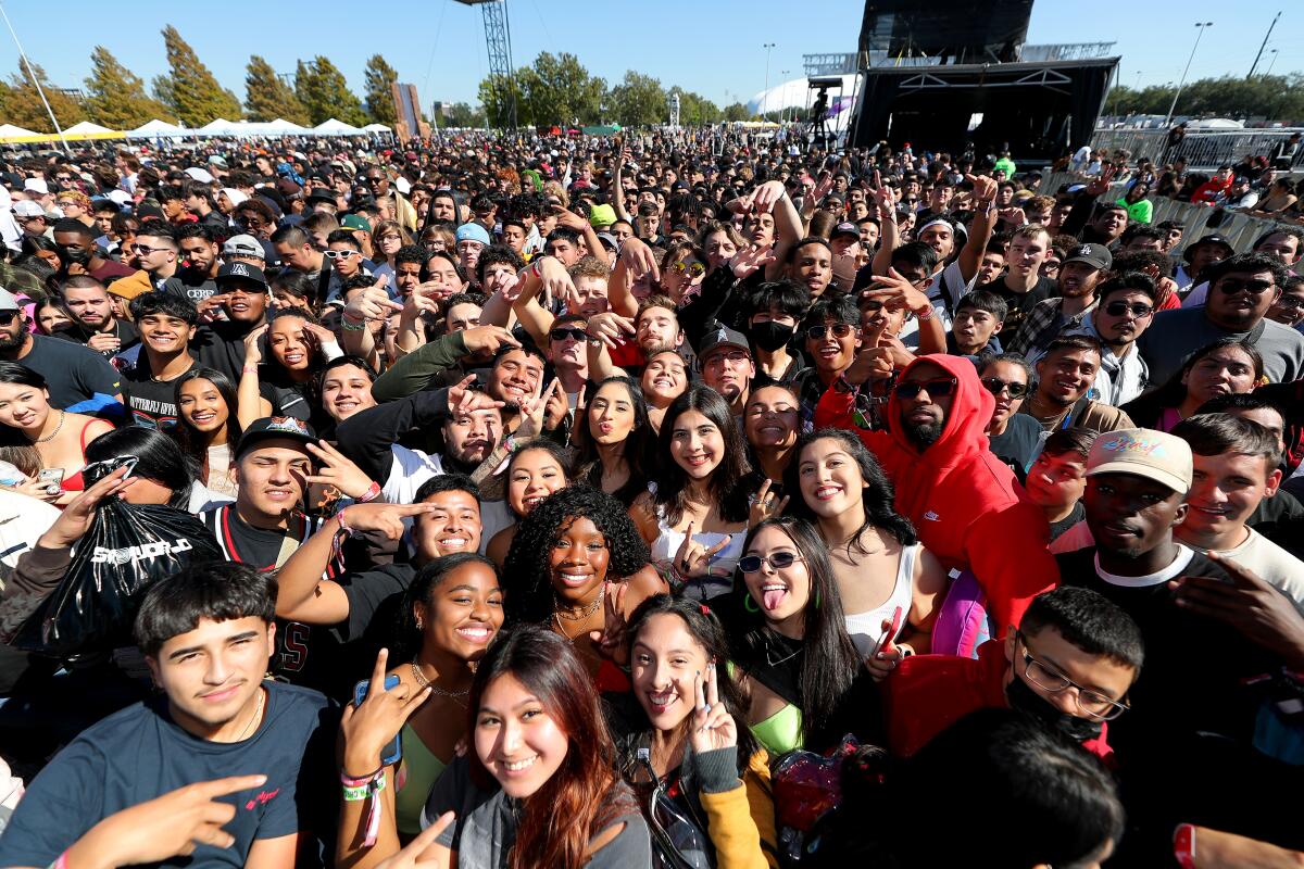 Fans attend the Astroworld Festival on Friday.