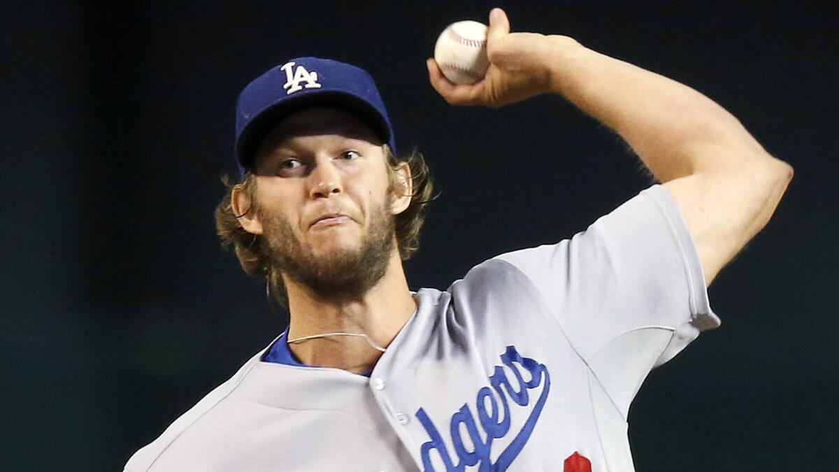 Dodgers starter Clayton Kershaw delivers a pitch during the first inning of Wednesday's game against the Arizona Diamondbacks.