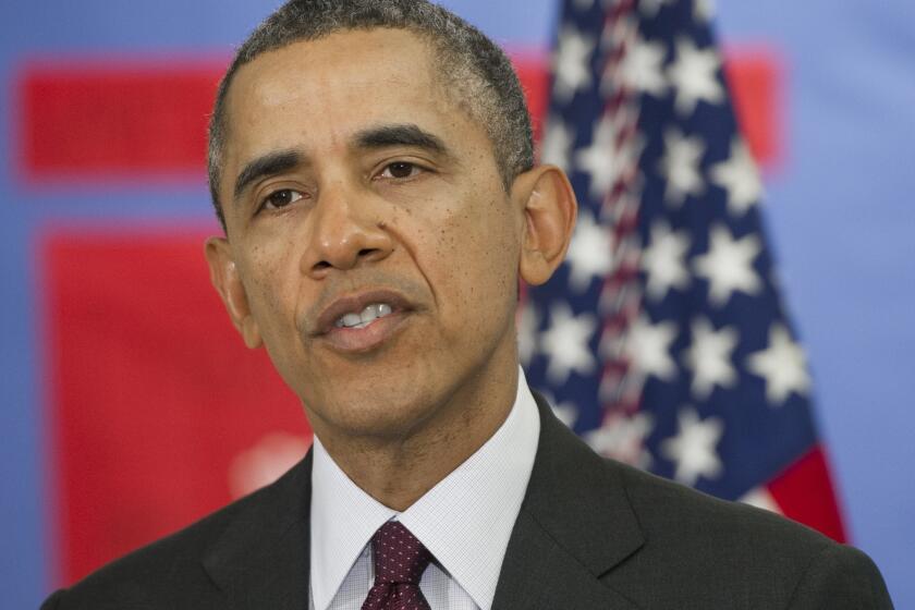 President Obama speaks about his budget proposal for fiscal year 2015 after a tour of a classroom at Powell Elementary School in Washington on Tuesday.