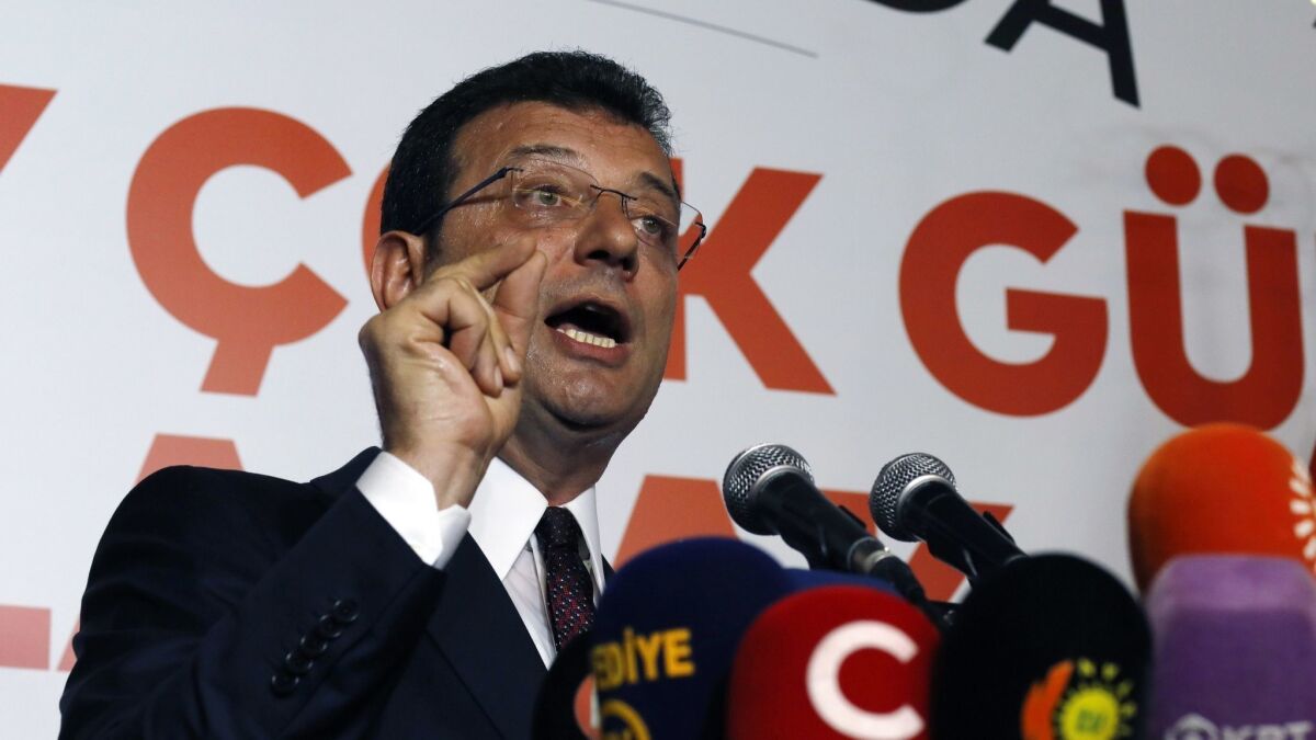 Ekrem Imamoglu narrowly won a previous mayoral election on March 31, but Erdogan's Justice and Development Party challenged the vote.