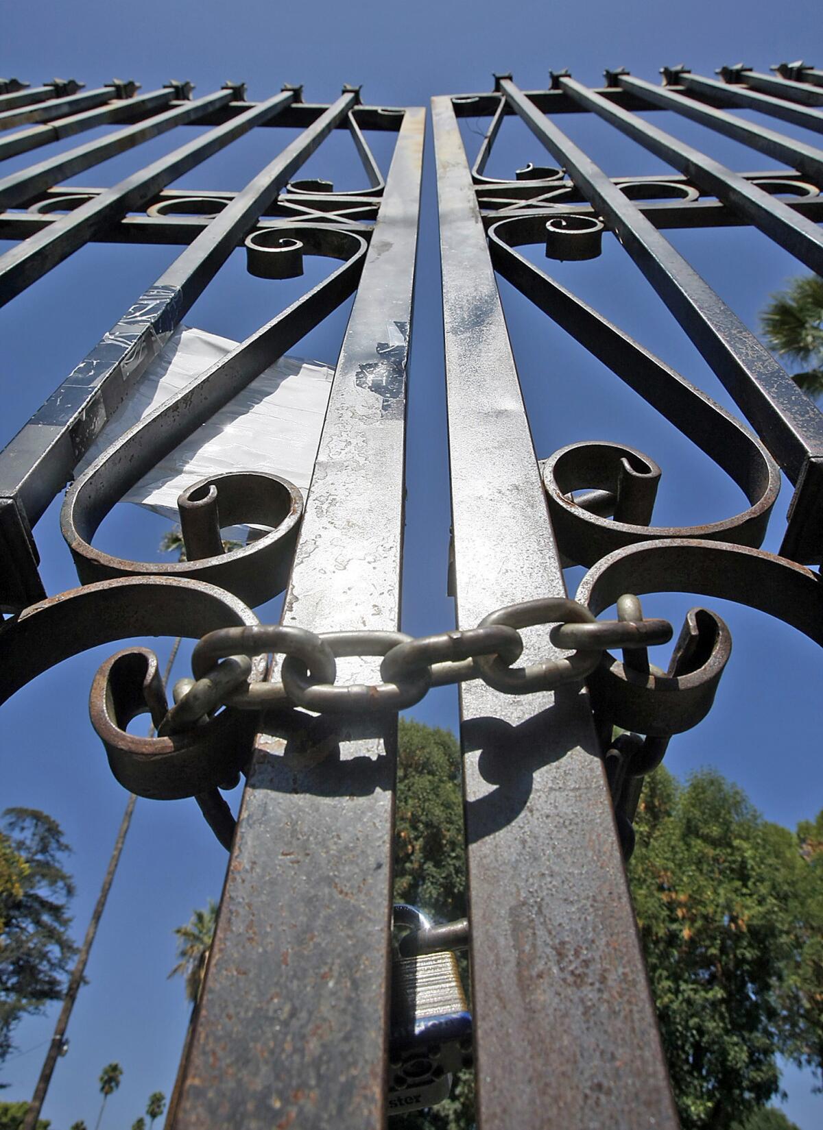 A new lock is in place on the gates at Grand View Memorial Park following a break in