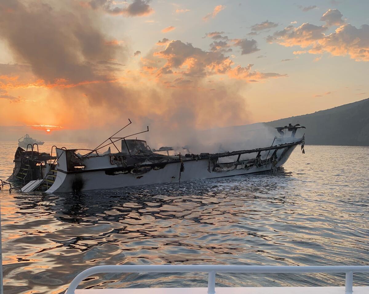 The Conception sank off Santa Cruz Island after the Sept. 2 fire that killed 34 people.