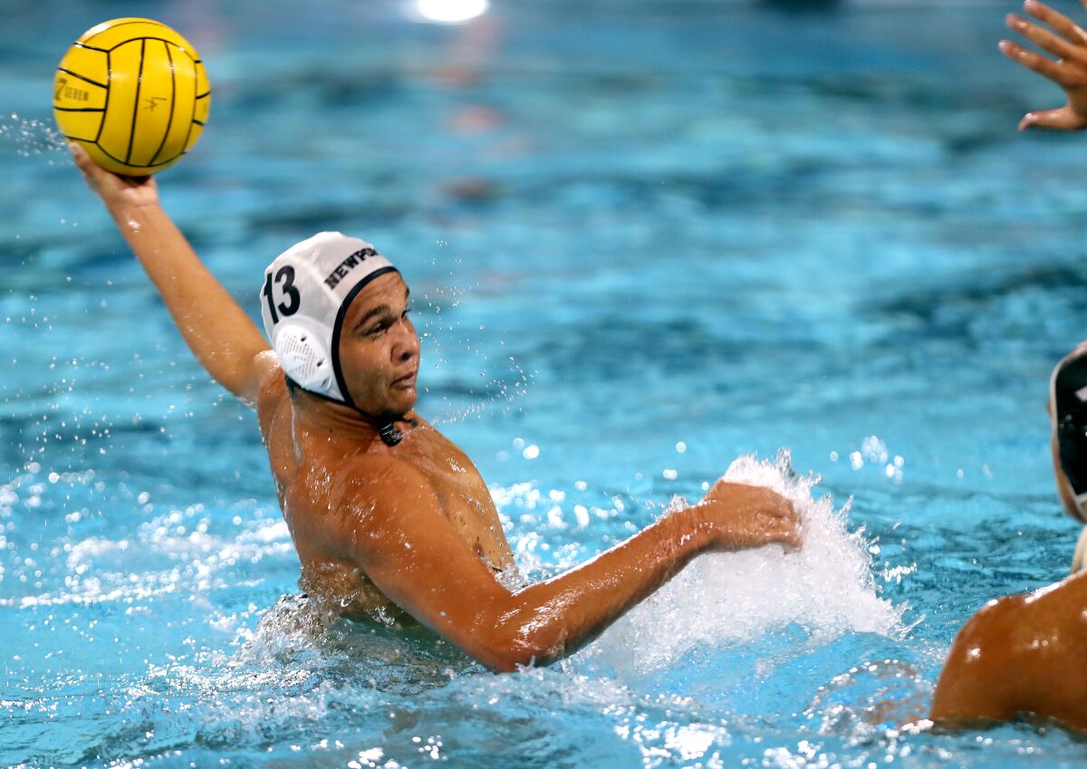 Newport Harbor's Ben Liechty looks for a shot against Huntington Beach during a Surf League match on Oct. 27.