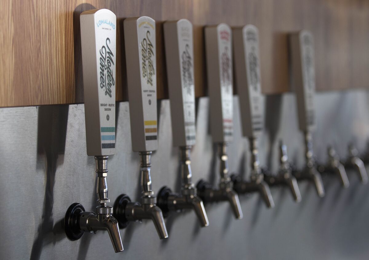 A view of taps inside the new Modern Times tasting room in North Park in 2014.