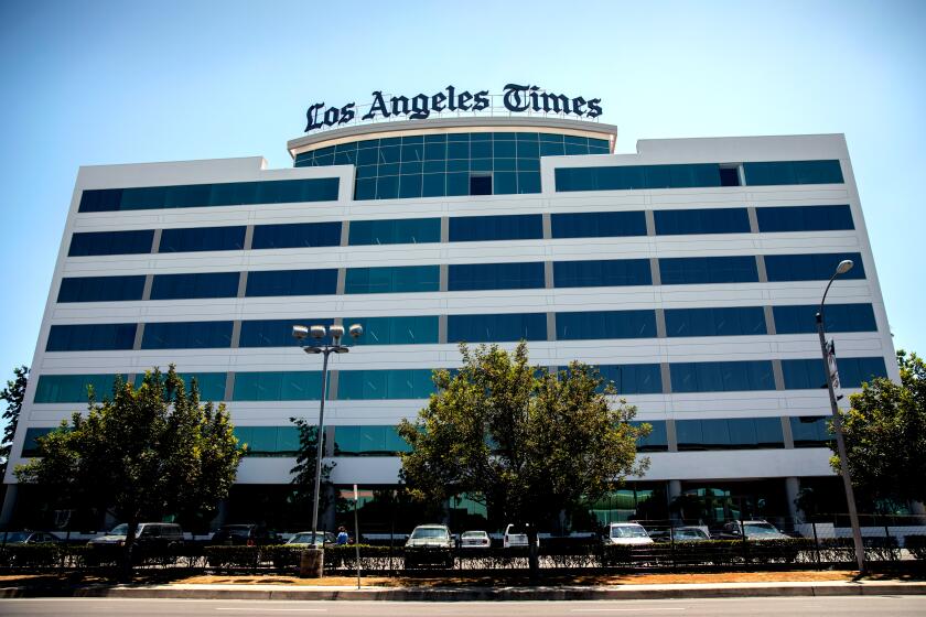The new sign on top of the new Los Angeles Times headquarters in El Segundo, Calif., June 28, 2018.