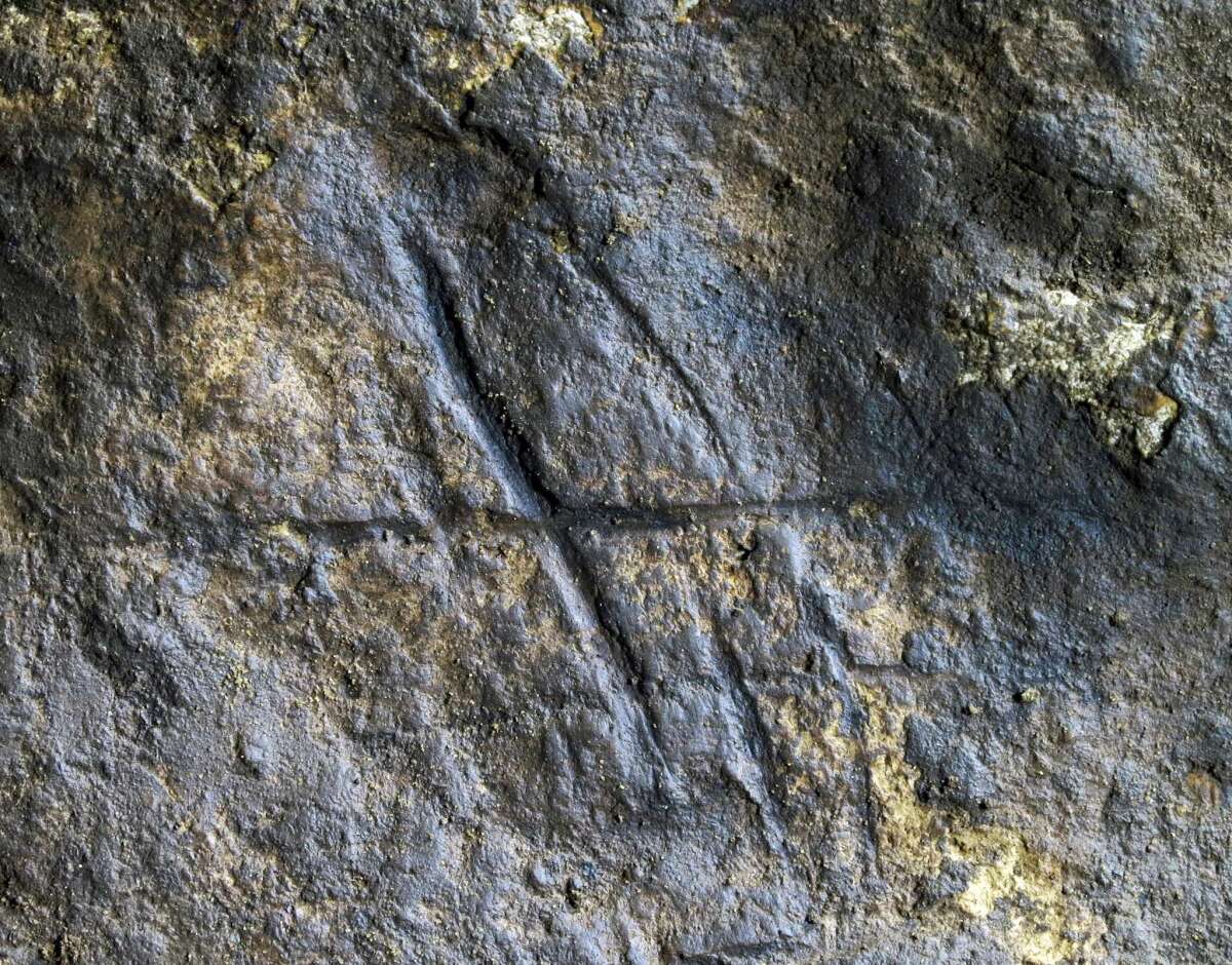 A photo released by France's Centre National de la Recherche Scientifique shows a hashtag-like marking engraved into a rock by Neanderthals at Gorham's Cave in Gibraltar. This could be proof that Neanderthals were more intelligent and creative than previously thought.