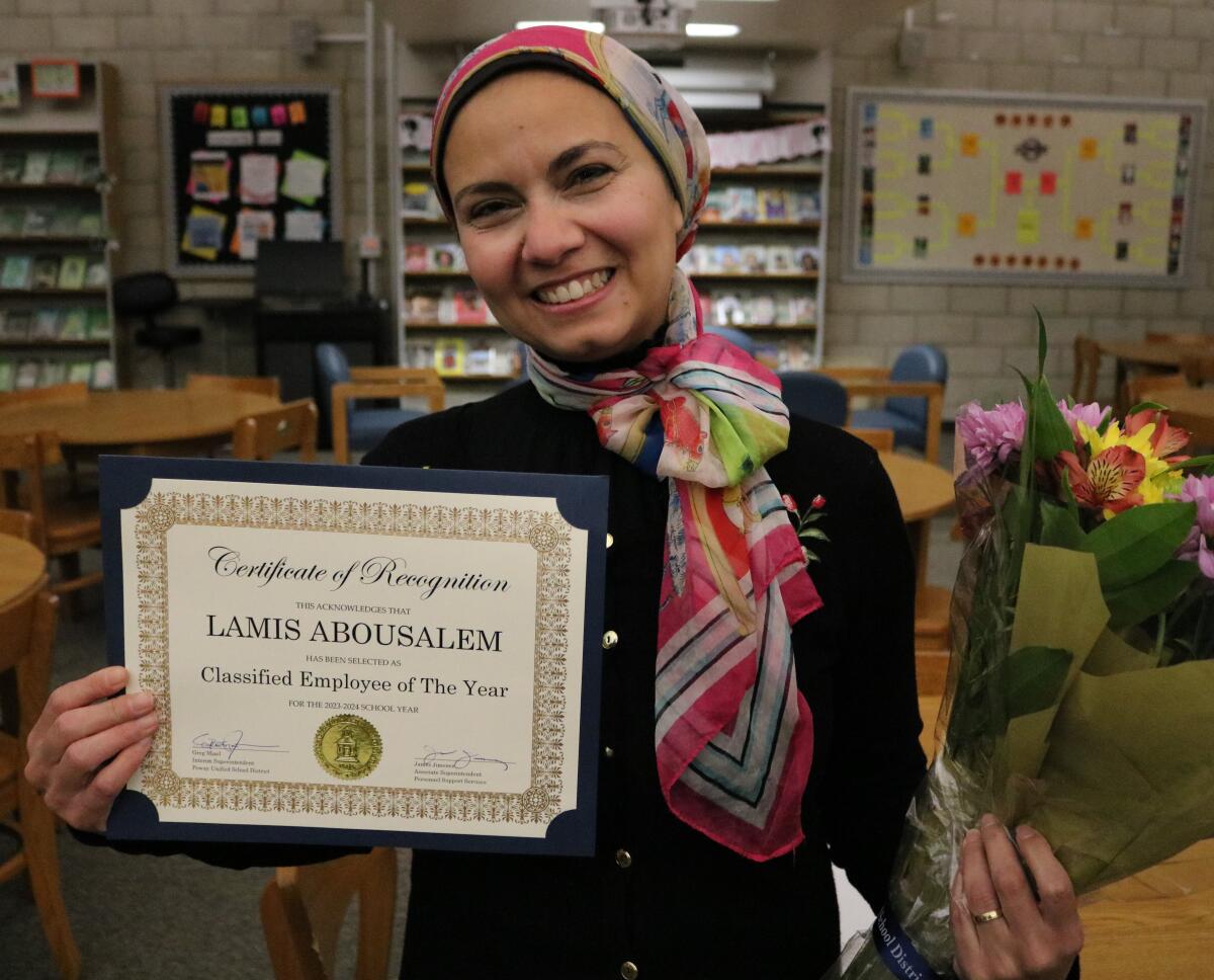 Lamis Abousalem is an English language learner instructional assistant at Bernardo Heights Middle School.
