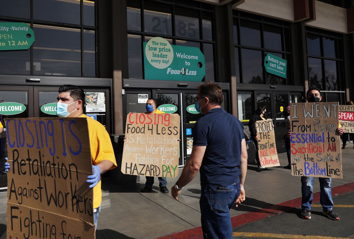 A protest outside a grocery store