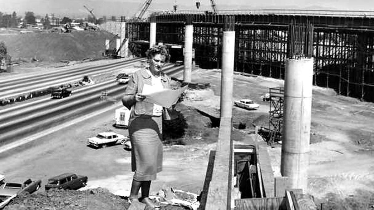 Marilyn Reece works on the 405-10 interchange, which she designed. (California Department of Transportation)