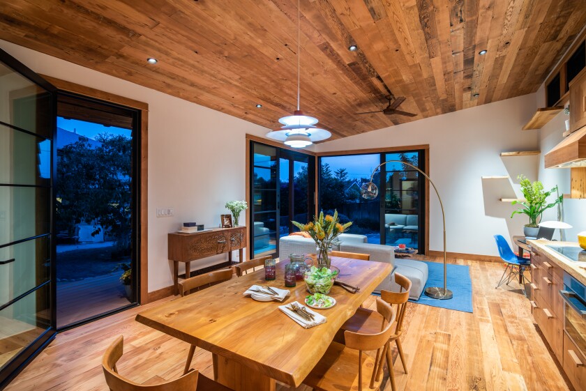 High-performance thermal sliding door in the southwest corner of Highland Park ADU