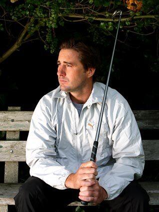 Luke Wilson wears a Puma jacket at Rustic Canyon Park in Pacific Palisades. The actor has helped design a new golf line for Puma.