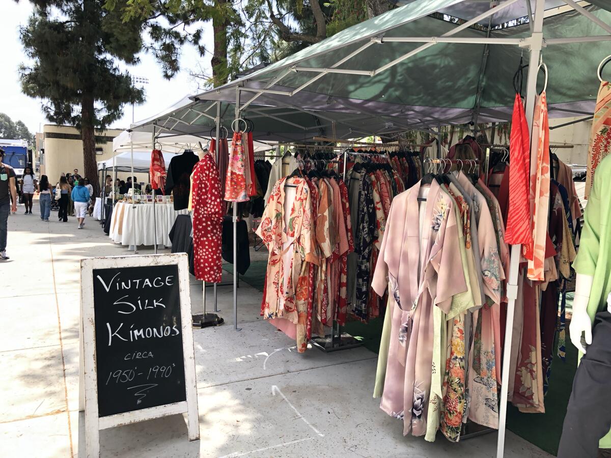 Kimonos at an outdoor flea market 