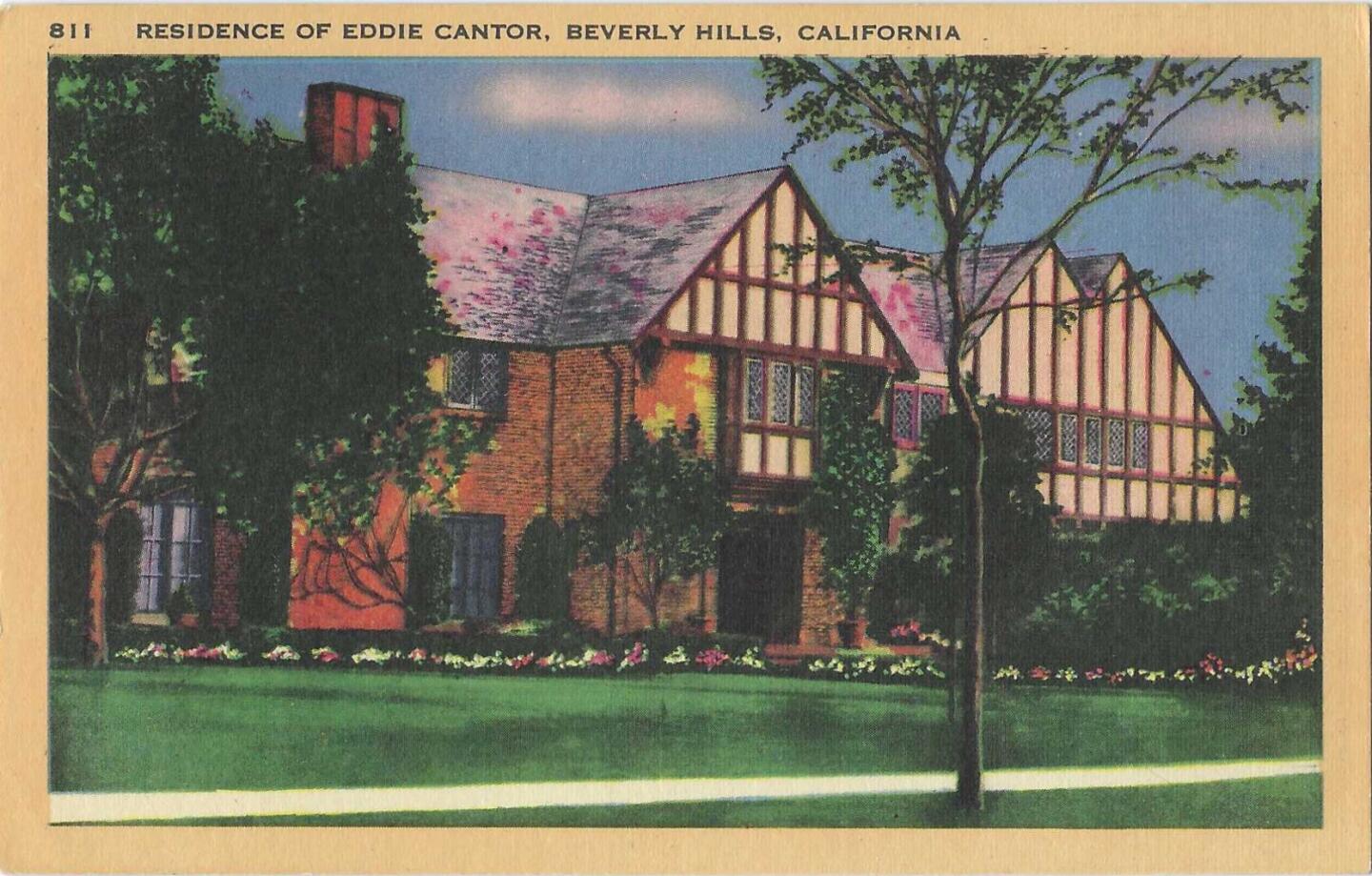 Vintage postcard: Cantor home, Beverly Hills