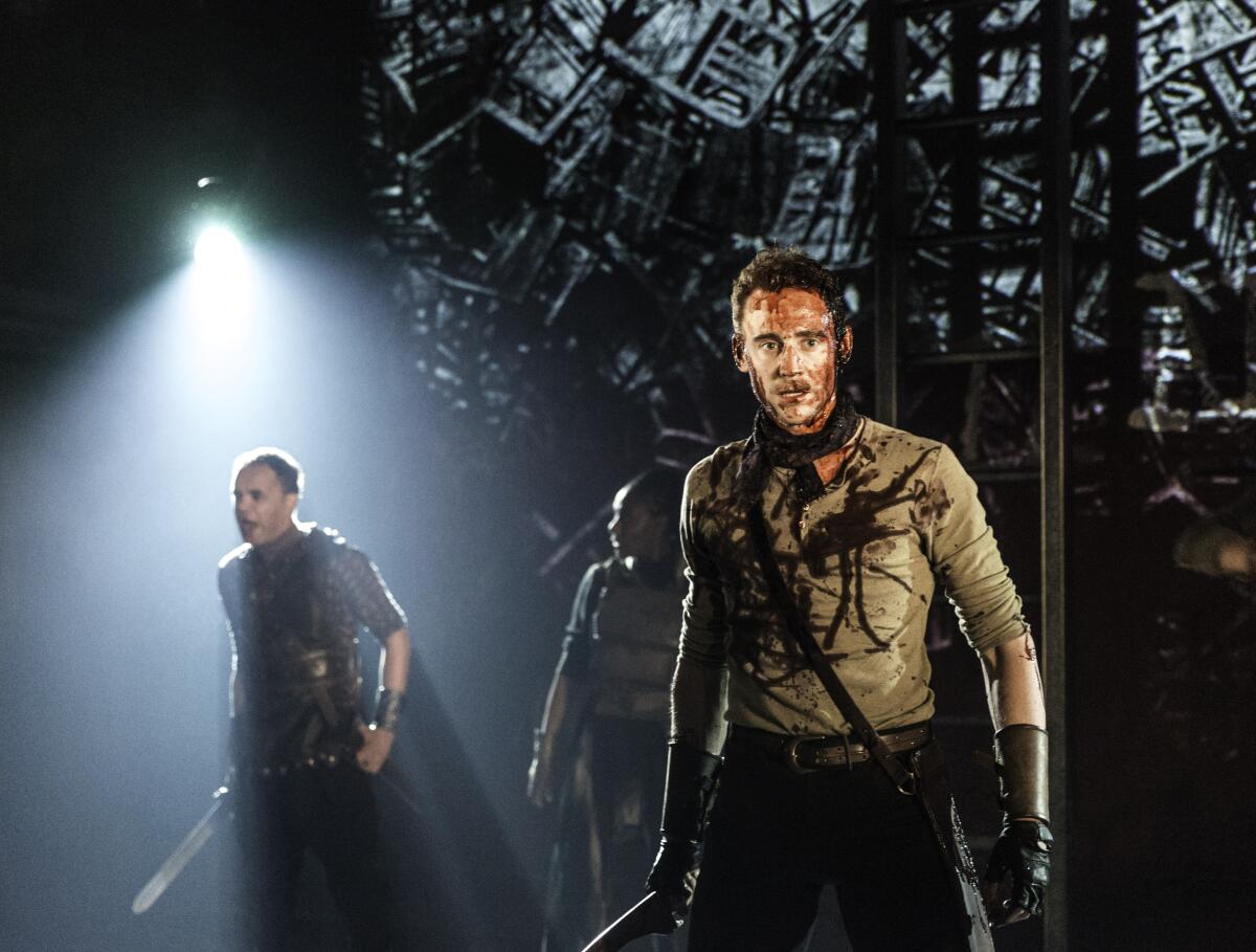 Tom Hiddleston in Shakespeare's "Coriolanus" at London's Donmar Warehouse.