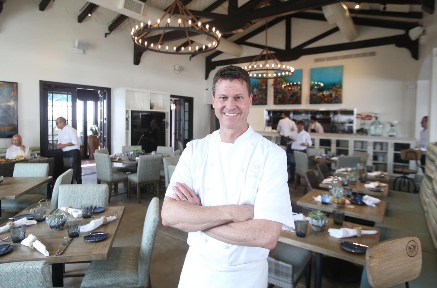 Head chef Craig Strong stands in the new Ocean at Main dining room in Laguna Beach.