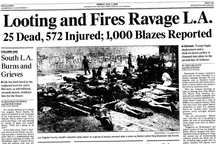 Times reporter Greg Braxton's work appeared on the front page during the 1992 riots, but when the unrest ended, he was sent back to a suburban bureau.