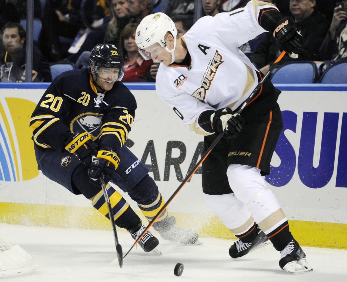 Ducks forward Corey Perry scored two goals in a 6-3 win over the Buffalo Sabres on Saturday.