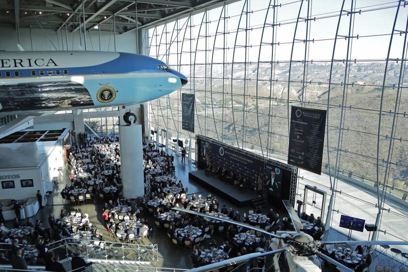 Hundreds of defense experts gather inside the Air Force One Pavilion at the Ronald Reagan Presidential Library in Simi Valley for a daylong conference on national security.