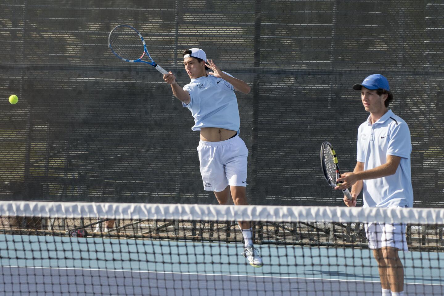 Corona del Mar vs. Sage Hill in a boys' tennis match