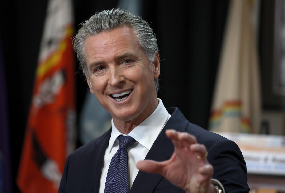 Gov. Gavin Newsom during a press conference in San Francisco in January.