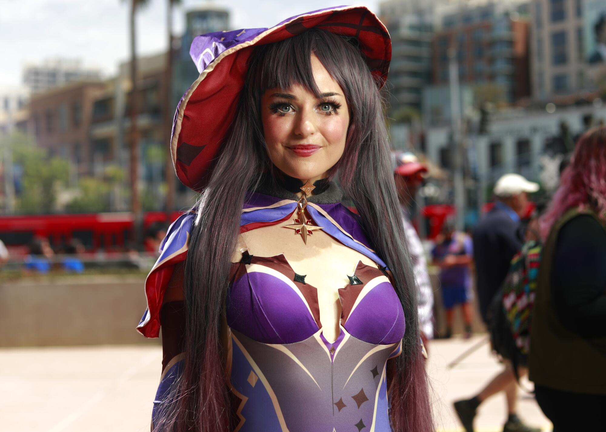 Tanya Lehoux of Los Angeles dressed as Mona from Genshin Impact.