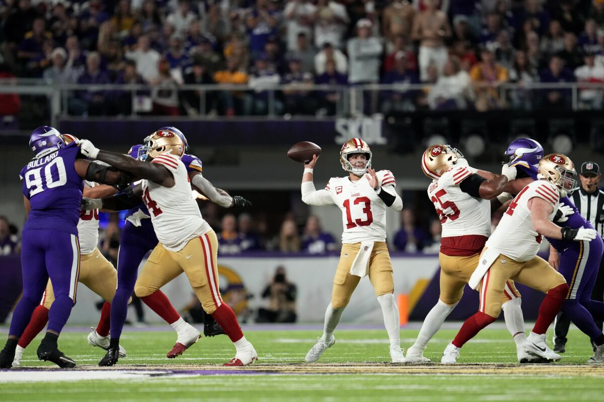 49ers QB Brock Purdy placed in concussion protocol - The San Diego  Union-Tribune