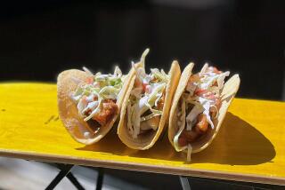 Three Baja fish tacos at Petco Park.