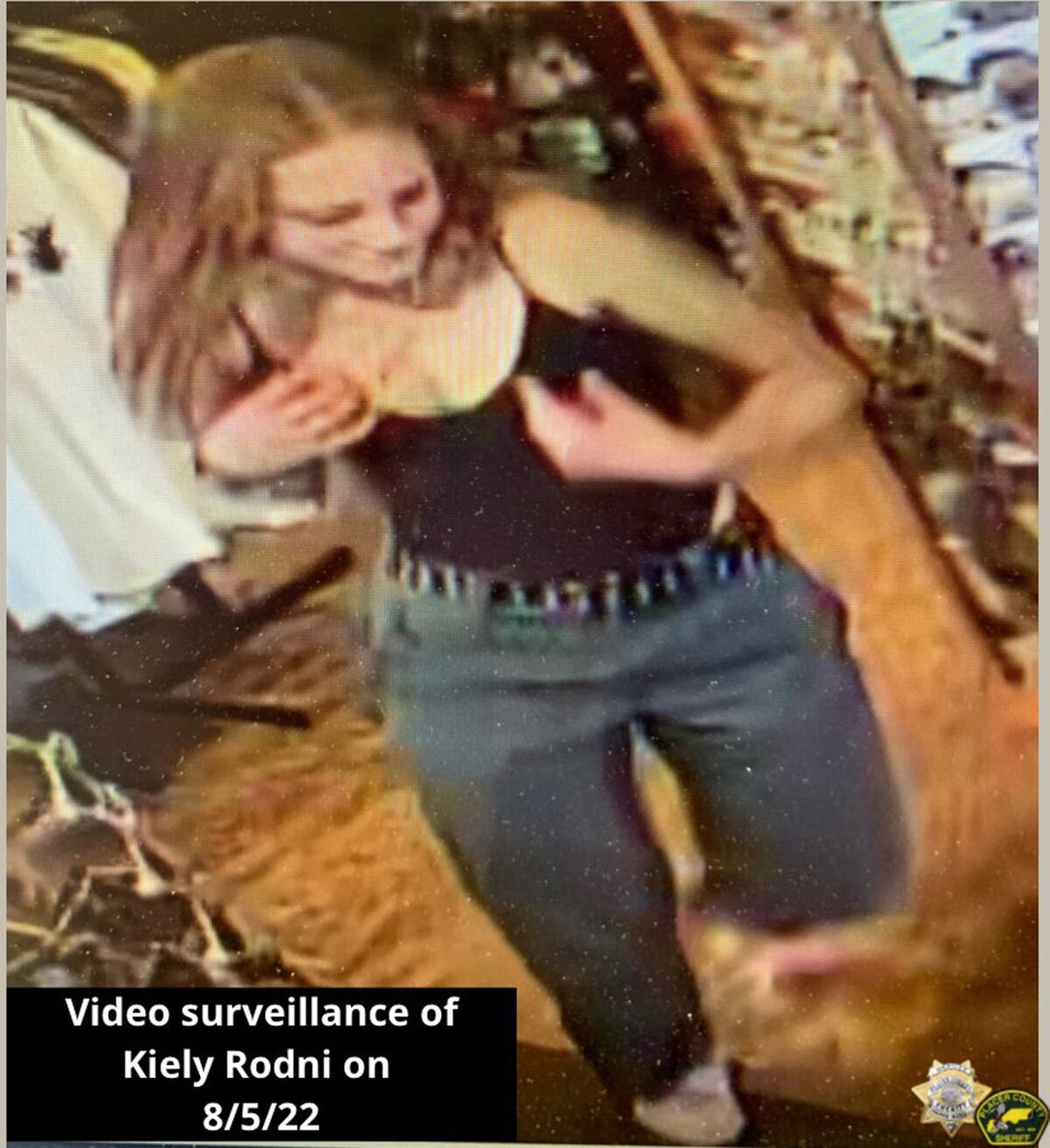 In this image from surveillance video released by the Placer County Sheriff's Office is Kiely Rodni at a local business in Truckee, Calif., on Aug. 5, 2022. Authorities in Northern California released a frame from surveillance video showing the missing 16-year-old at a store before she disappeared over the weekend and asked, Wednesday, Aug. 10, 2022, for anyone with information to contact officials, saying they are not getting new leads. (Placer County Sheriff's Office via AP)