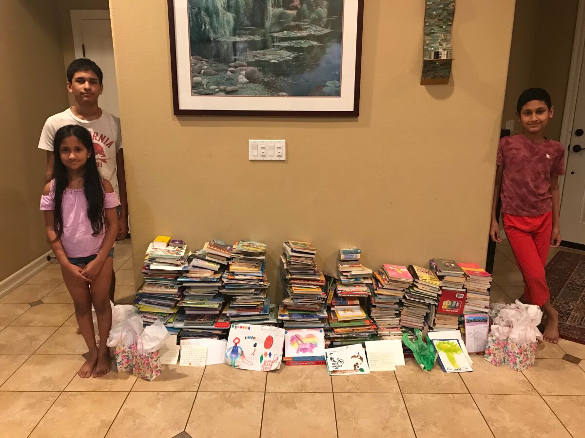 Carmel Valley siblings Pranav, Maya and Dhruv Bantval recently held a successful community book drive.