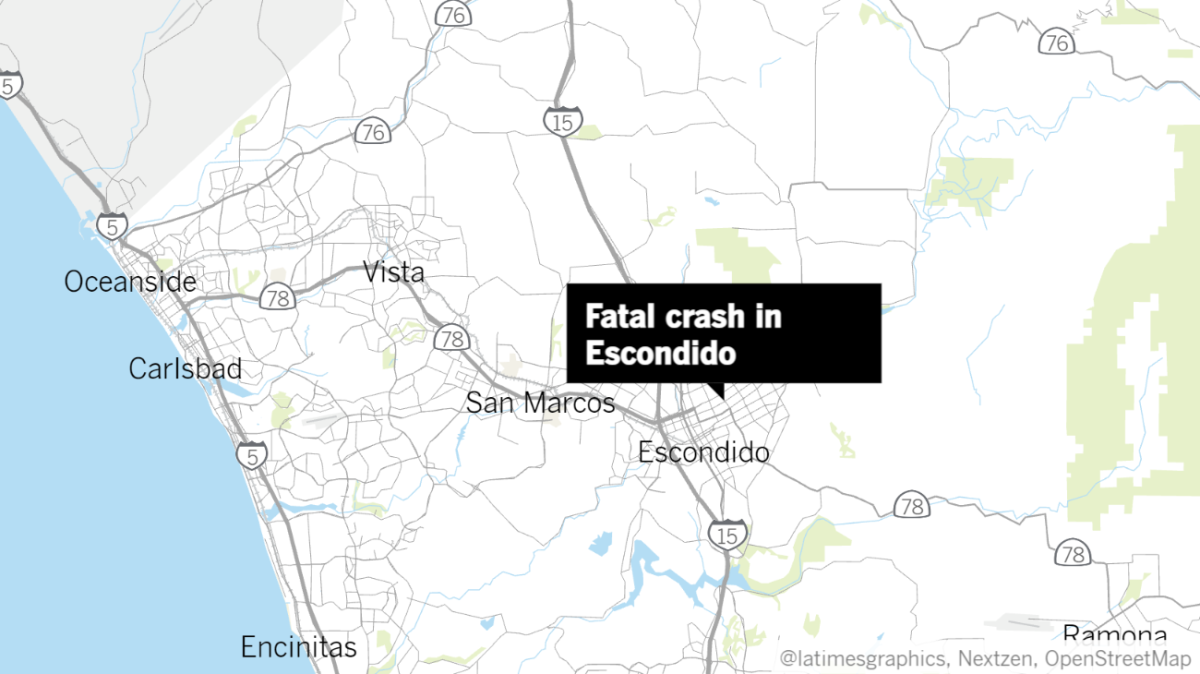 Map of fatal Escondido crash