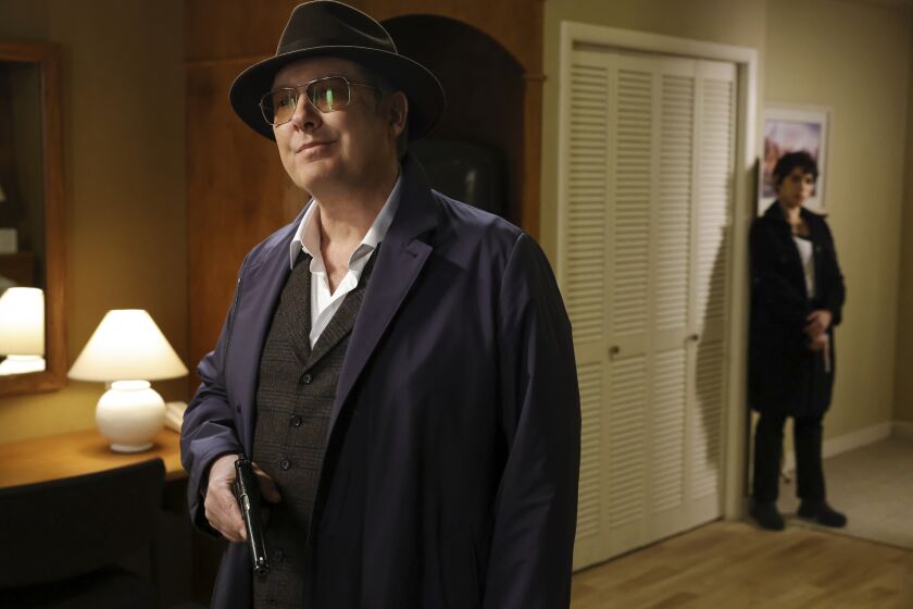 This image released by NBC shows: James Spader as Raymond "Red" Reddington in a scene from "The Blacklist." The NBC drama is ending after its upcoming tenth season. NBC announced that the series, which stars Spader as FBI informant Raymond Reddington, will have its finale after a run of episodes that begins on Feb. 26. (Will Hart /NBC via AP)