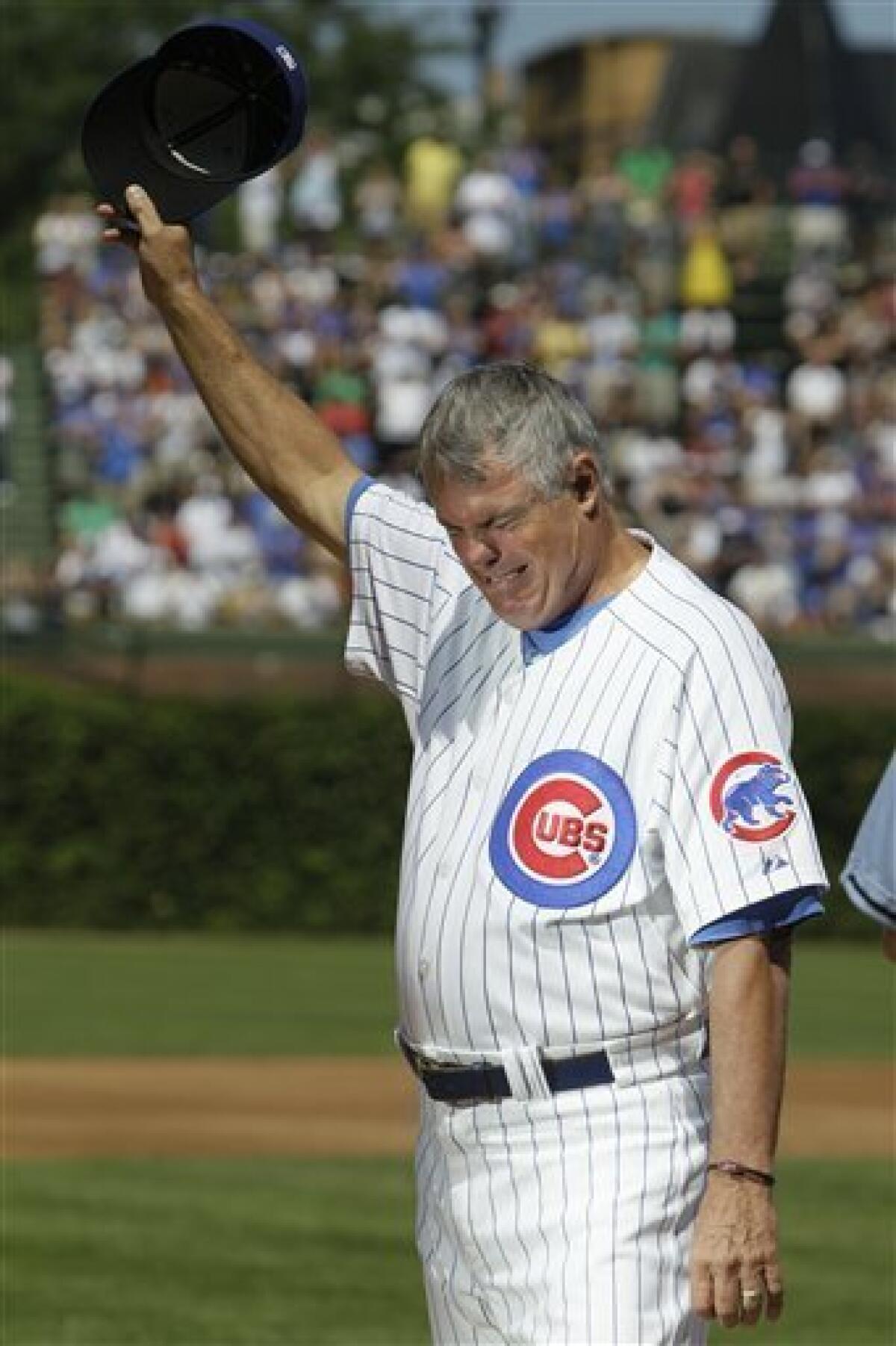 Chicago Cubs manager Lou Piniella reacts after umpire's call on a