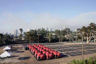 San Diego, CA - October 20: City leaders and San Diego Mayor Todd Gloria unveiled the city’s newest Safe Sleeping site at a parking lot in Balboa Park on Friday, October 20, 2023, in San Diego, CA. The new site will have 400 tents that can accommodate up to two per tent. (Nelvin C. Cepeda / The San Diego Union-Tribune)