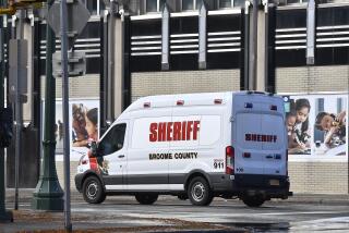 A Broome County Sheriff's van leaves U.S. District Court in Syracuse, N.Y., Wednesday, Nov. 1, 2023. Patrick Dai, a 21-year-old Cornell University student accused of posting threats online to shoot and stab Jewish people on the campus, waived his right to a bail hearing during his first appearance in federal court Wednesday. The judge ordered him to remain in Broome County jail, where he has been since he was arrested. (AP Photo/Adrian Kraus)